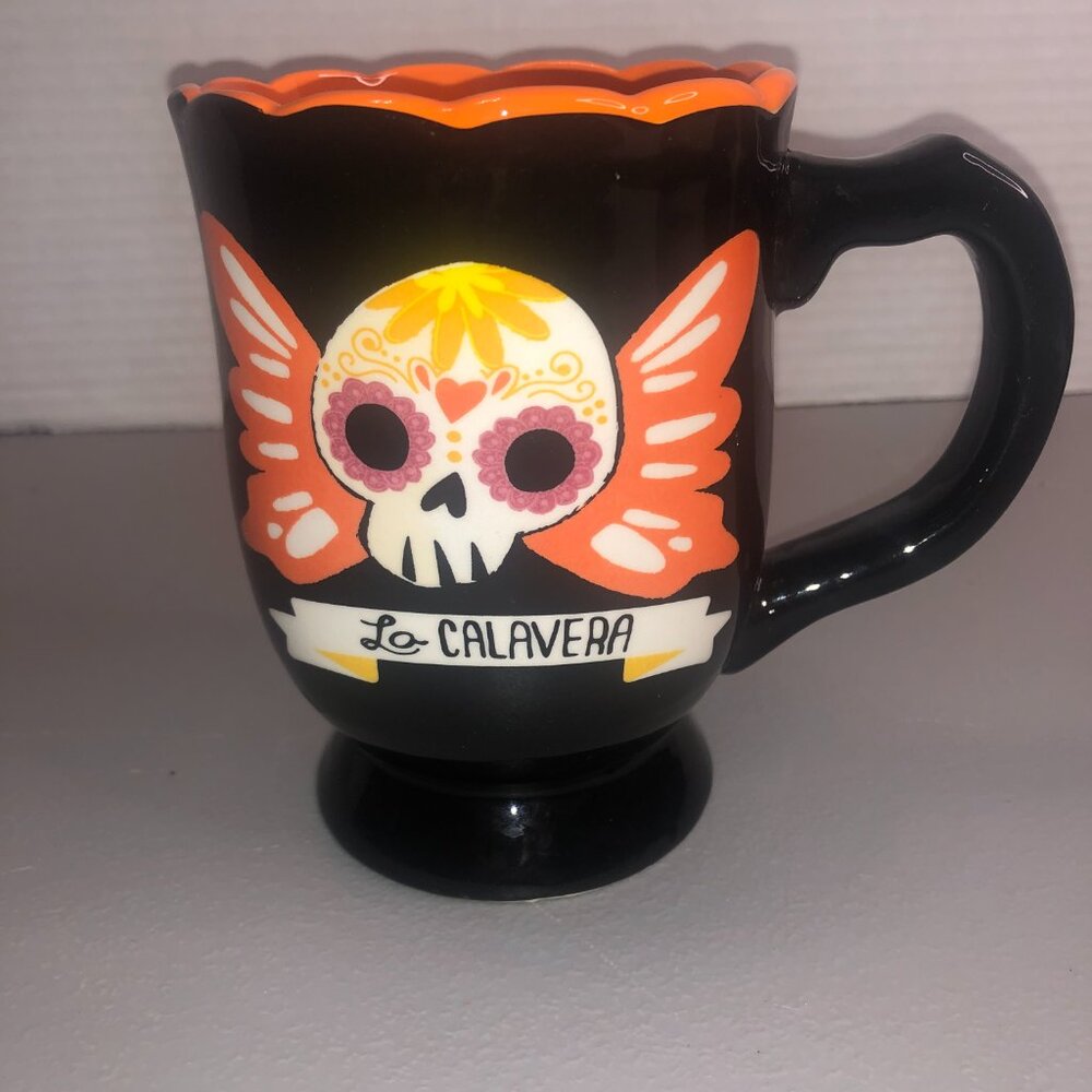 Cup Mug La Calavera Skull "Day of the Dead" Destination Holiday scalloped